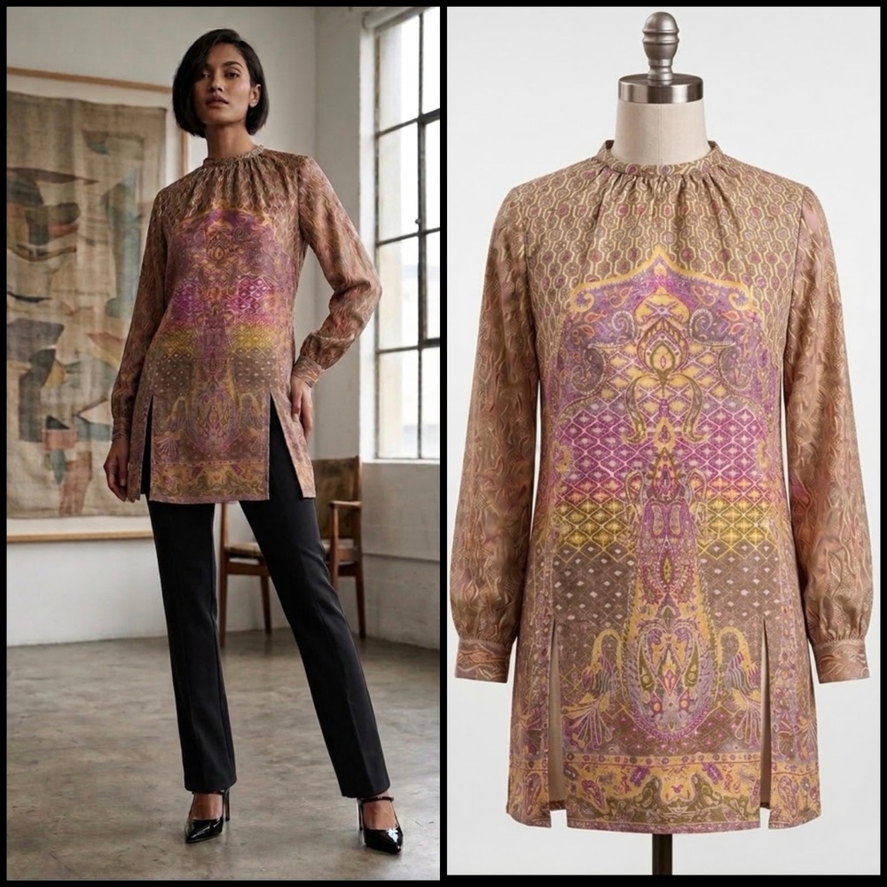 Vintage 60s Malcolm Starr by Rizkallah | I. Magnin Designer Tunic Top VTG 8
